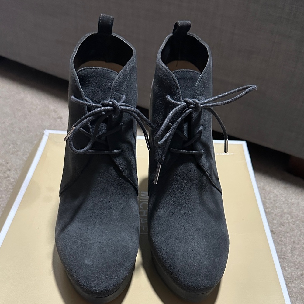 Michael Kors Charcoal Suede Wedge Boots